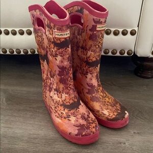 Hunter Pink and Orange Winter Rain Boots